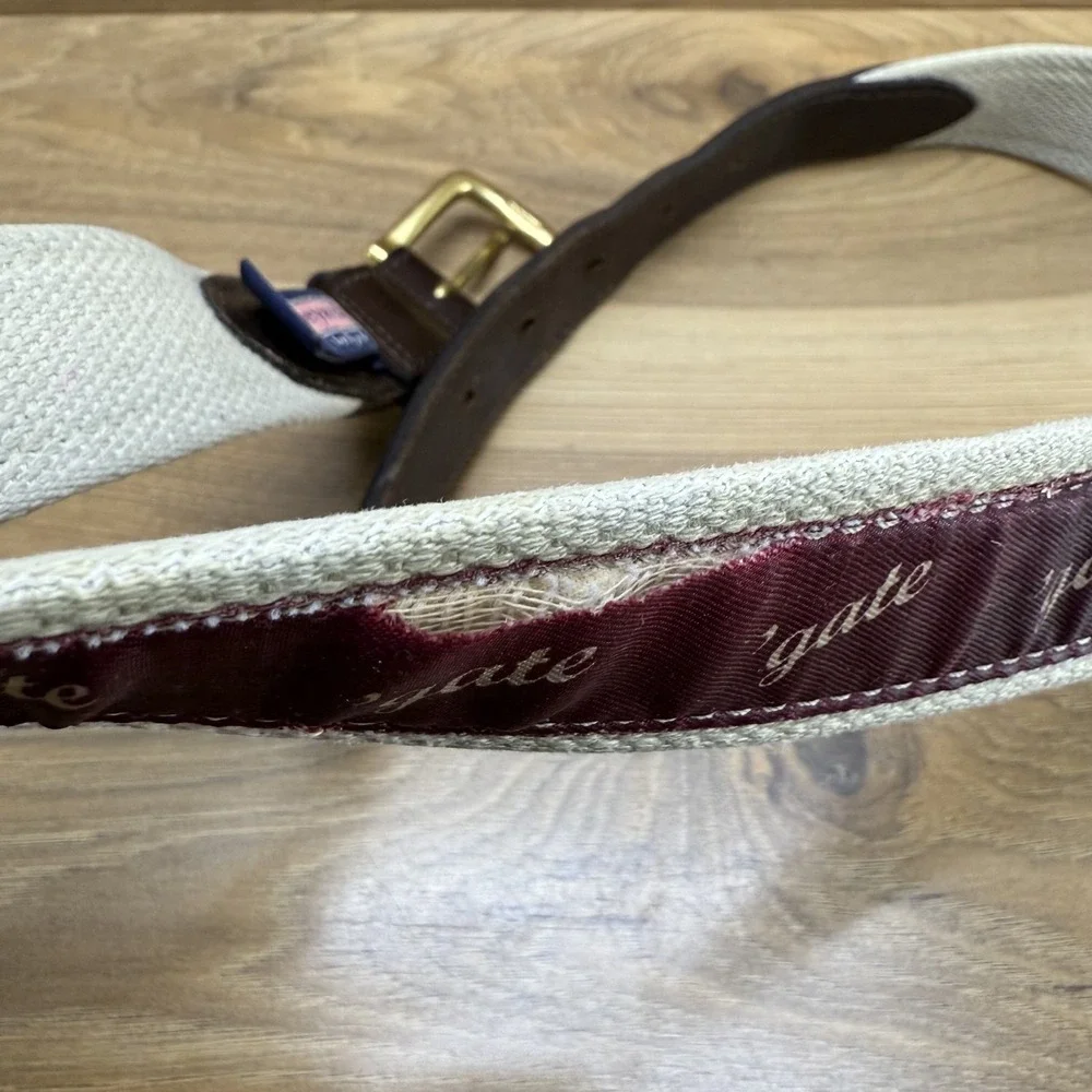 Vineyard Vines Mens 32 'gate‎ Belt Burgundy Brown Leather Trim